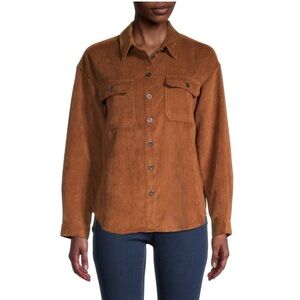 Women's Velvet Heart Corduroy Brown Oversized Shacket Small NWOT